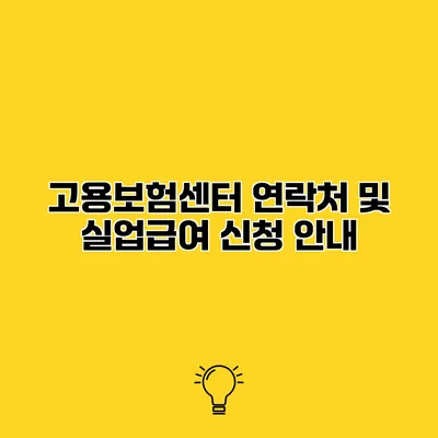 고용보험센터 연락처 및 실업급여 신청 안내
