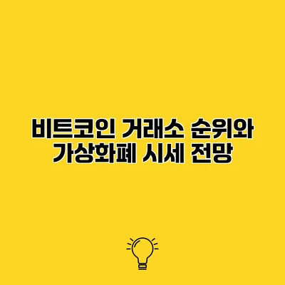 비트코인 거래소 순위와 가상화폐 시세 전망