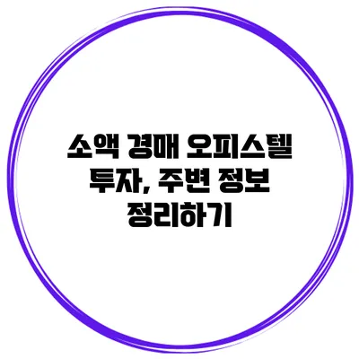 소액 경매 오피스텔 투자, 주변 정보 정리하기