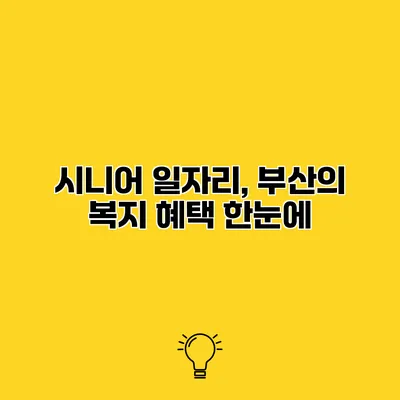 시니어 일자리, 부산의 복지 혜택 한눈에