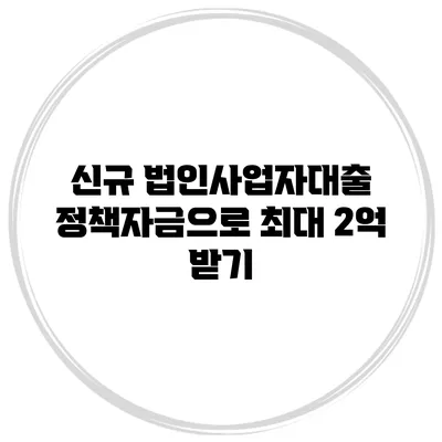 신규 법인사업자대출 정책자금으로 최대 2억 받기