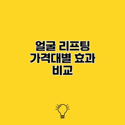 얼굴 리프팅 가격대별 효과 비교