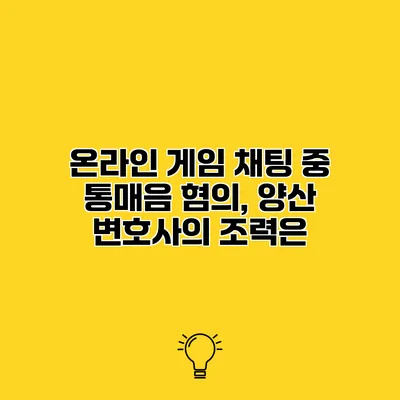 온라인 게임 채팅 중 통매음 혐의, 양산 변호사의 조력은?