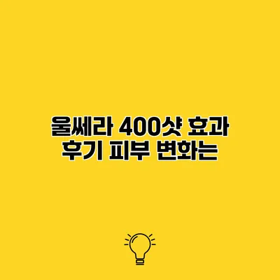 울쎄라 400샷 효과 후기 피부 변화는?
