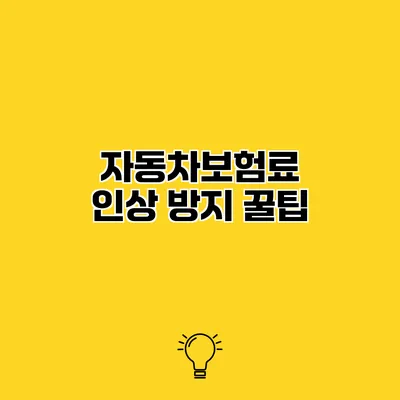 자동차보험료 인상 방지 꿀팁