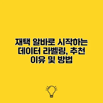 재택 알바로 시작하는 데이터 라벨링, 추천 이유 및 방법